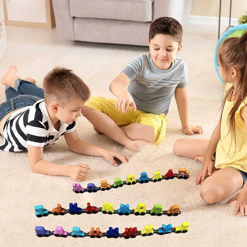 Wooden Train Set, 27pcs Abc Learning Toys, Alphabet Learning Toys, Wooden Magnetic Number Train for 3 4 5 6 7 Years Old Boys Girls - Image 5